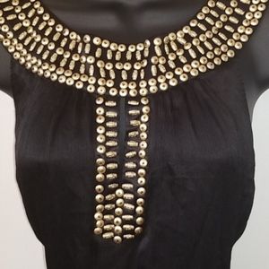 STYLE Black Jeweled Peplum Top